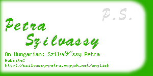 petra szilvassy business card